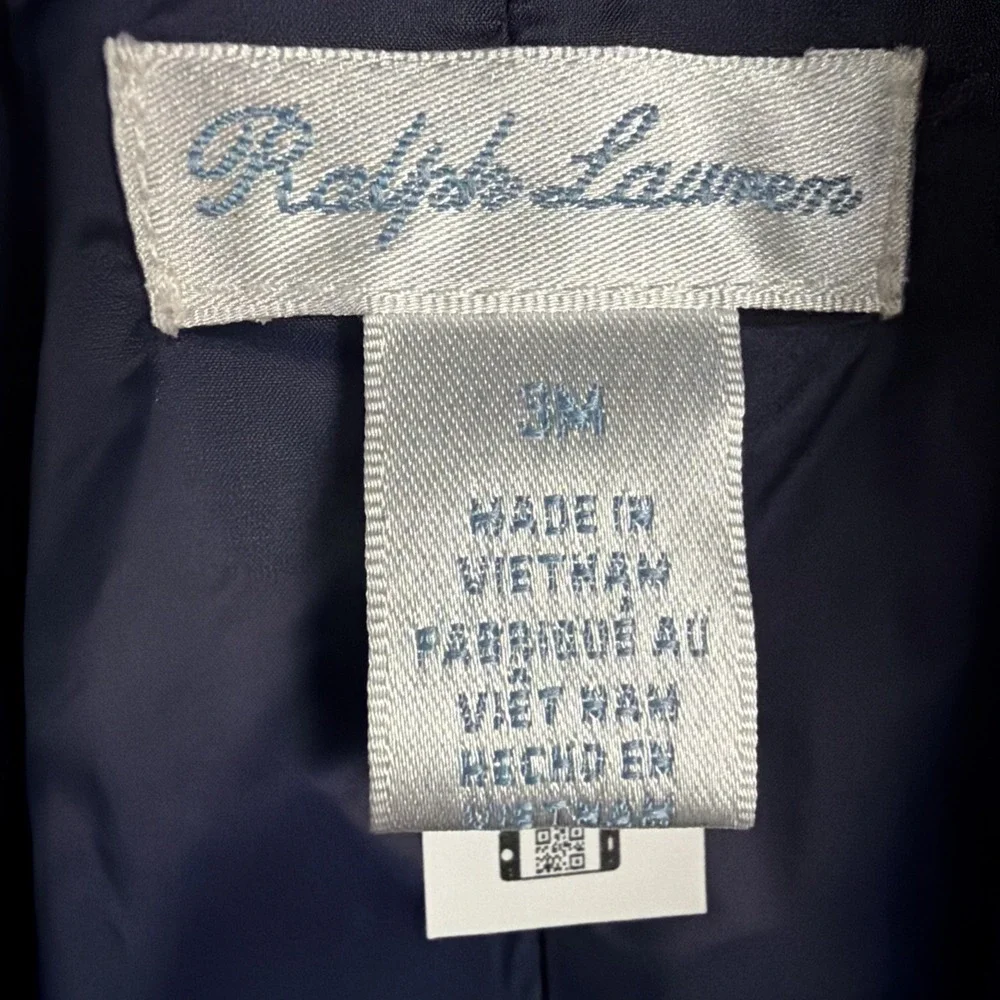 Ralph Lauren Hooded Barn Bunting Baby Quilted Snowsuit  Newport Navy Blue 3M